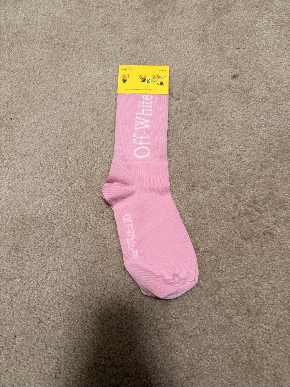 Off-White Light Pink Logo Crew Sock